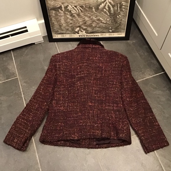 Vintage Jones NY Womens Tweed Wool Blazer Size L Faux Fur Collar Boucle Jacket - Picture 6 of 16